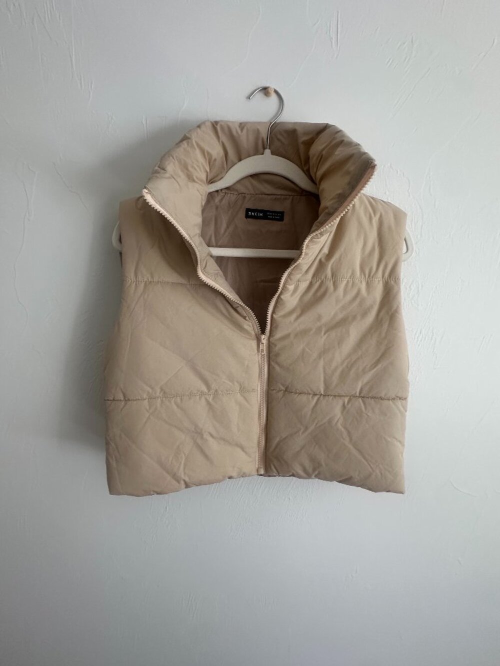 SHEIN Puffer Vest Beige Tan Size M (Fits US 6)